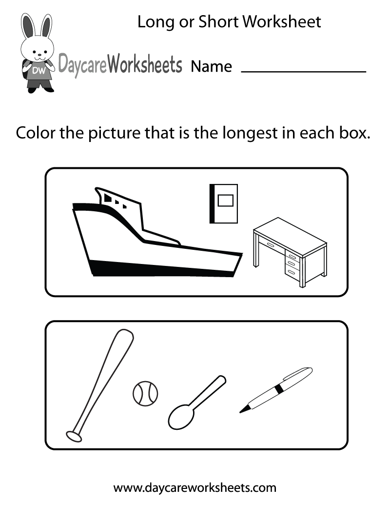 Free Printable Long Or Short Worksheet For Preschool