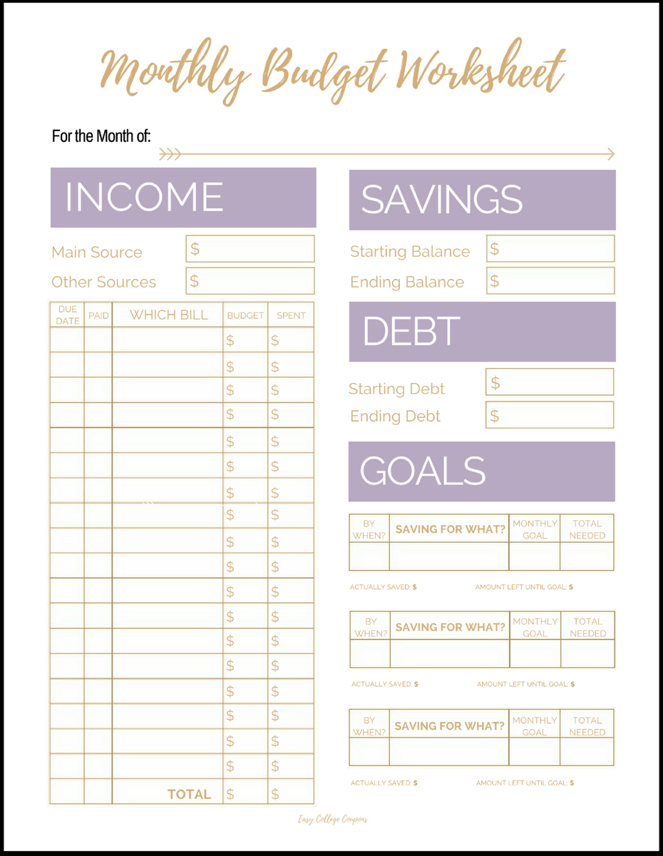 Free Printable Monthly Budget Template Free Printable Monthly Budget Template
