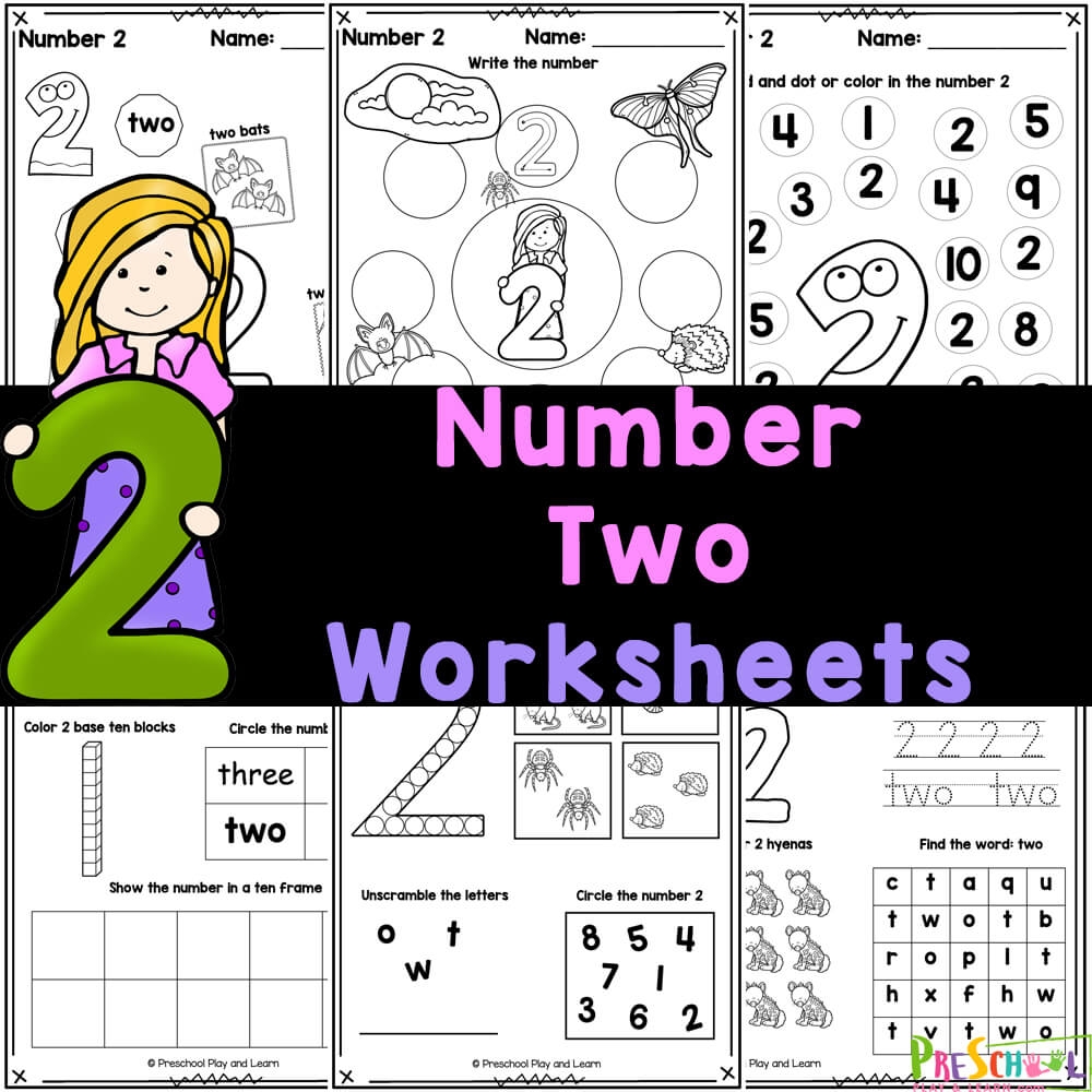 Free Preschool Number Two Learning Worksheet
