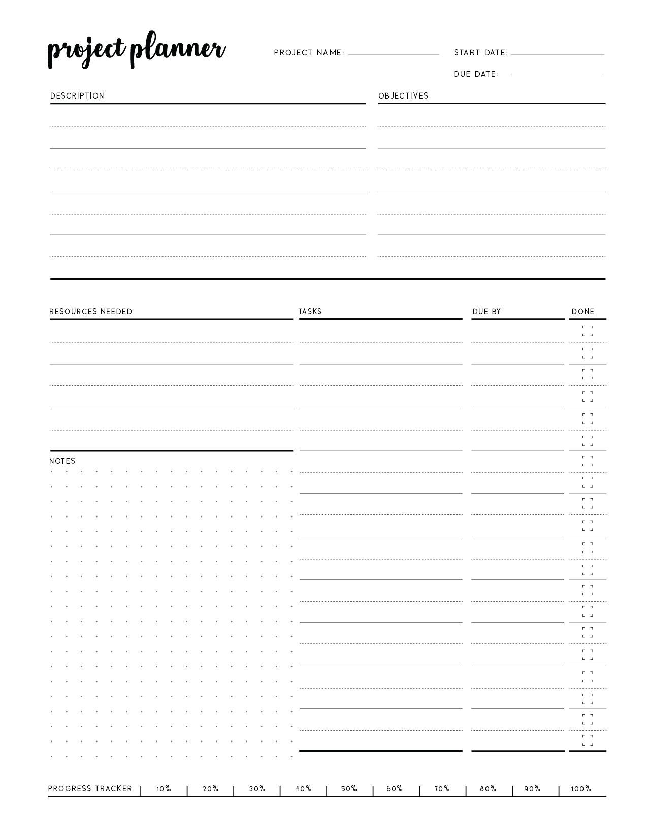Free Printable Project Plan Outline Template Free Project Planner Printable Overview PDF Sheets Crazy Laura