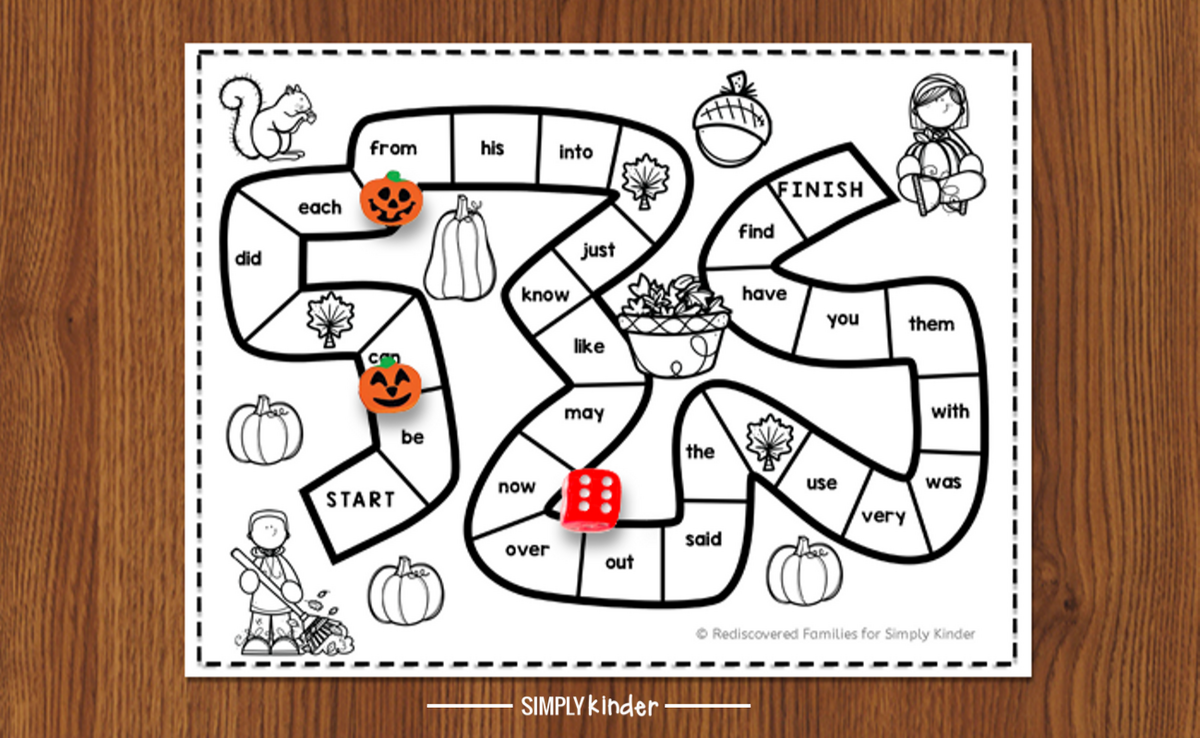 FREE Printable Sight Word Game To Make For Fall Simply Kinder FREE Printable Marshmallow Sight Words Activities