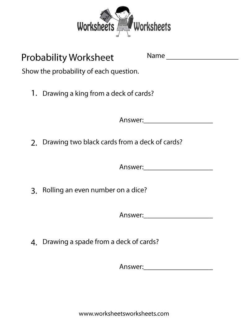 Free Printable Simple Probability Worksheet Free Printable Simple Probability Worksheet