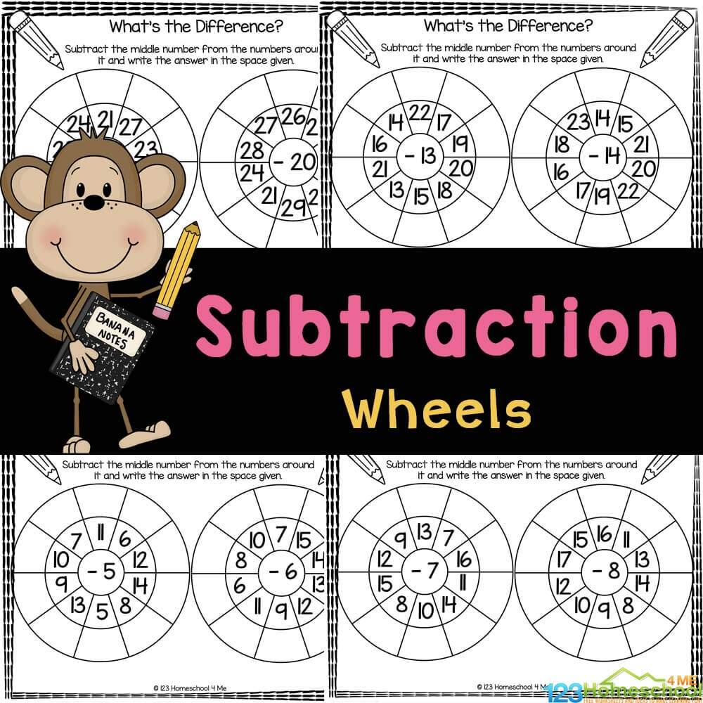 FREE Printable Subtraction Wheels Worksheets Activity FREE Printable Subtraction Wheels Worksheets Activity