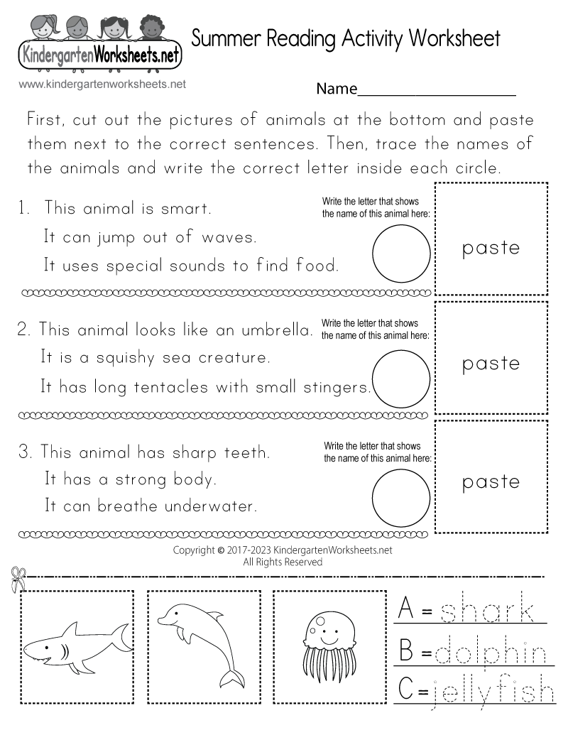 Free Printable Summer Reading Activity Worksheet Summer Vacation Homework For Kindergarten Grade 1