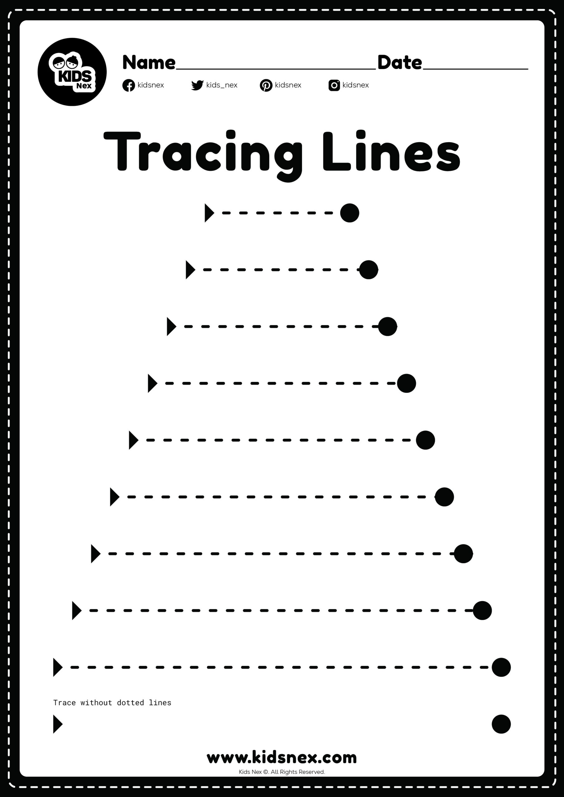 Free Printable Tracing Lines Worksheet KidsNex Straight Line Tracing Worksheets Pdf Free
