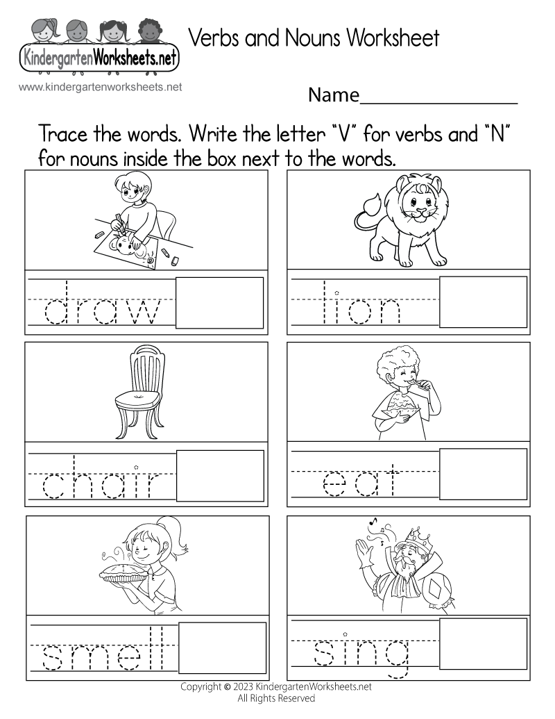 Noun And Verb Sort Free Cut And Paste Sorting Activity Mamas Learning Corner