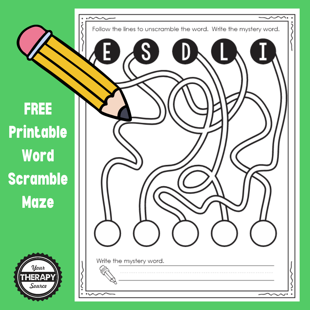 Free Printable Word Scramble Maze Your Therapy Source Free Printable Word Scramble Maze Your Therapy Source