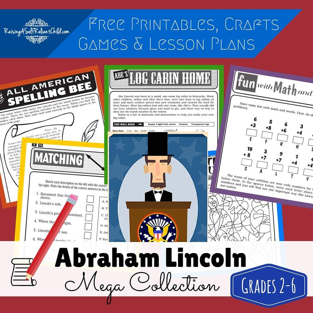 Free Printables Abraham Lincoln Homeschool History Lessons FREE Printable US President Worksheets