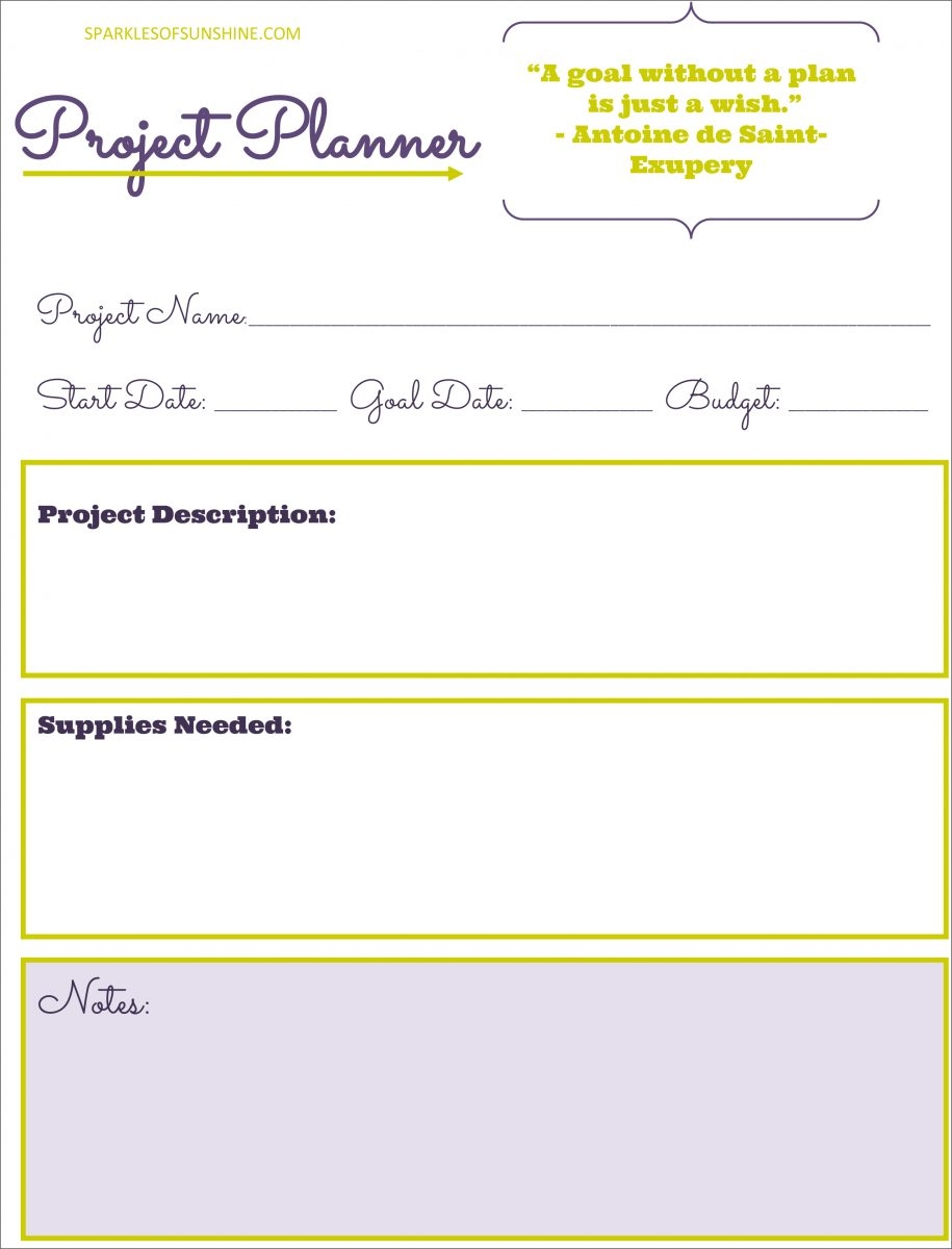 Free Project Planner Printable Sparkles Of Sunshine Free Project Planner Printable Sparkles Of Sunshine