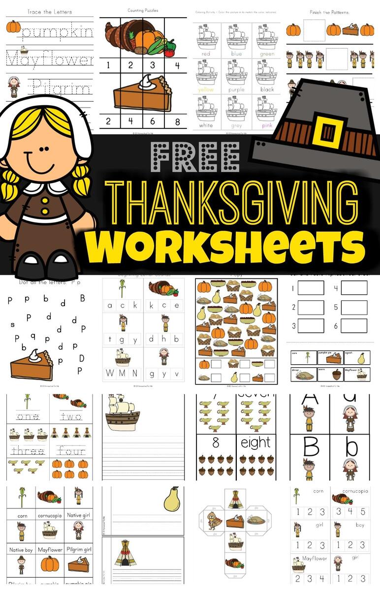 FREE Thanksgiving Worksheets For Kids Free Thanksgiving Worksheets Bundle
