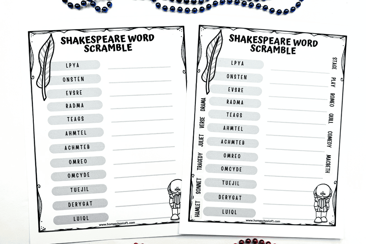 Free William Shakespeare Word Scramble Printable Free William Shakespeare Word Scramble Printable