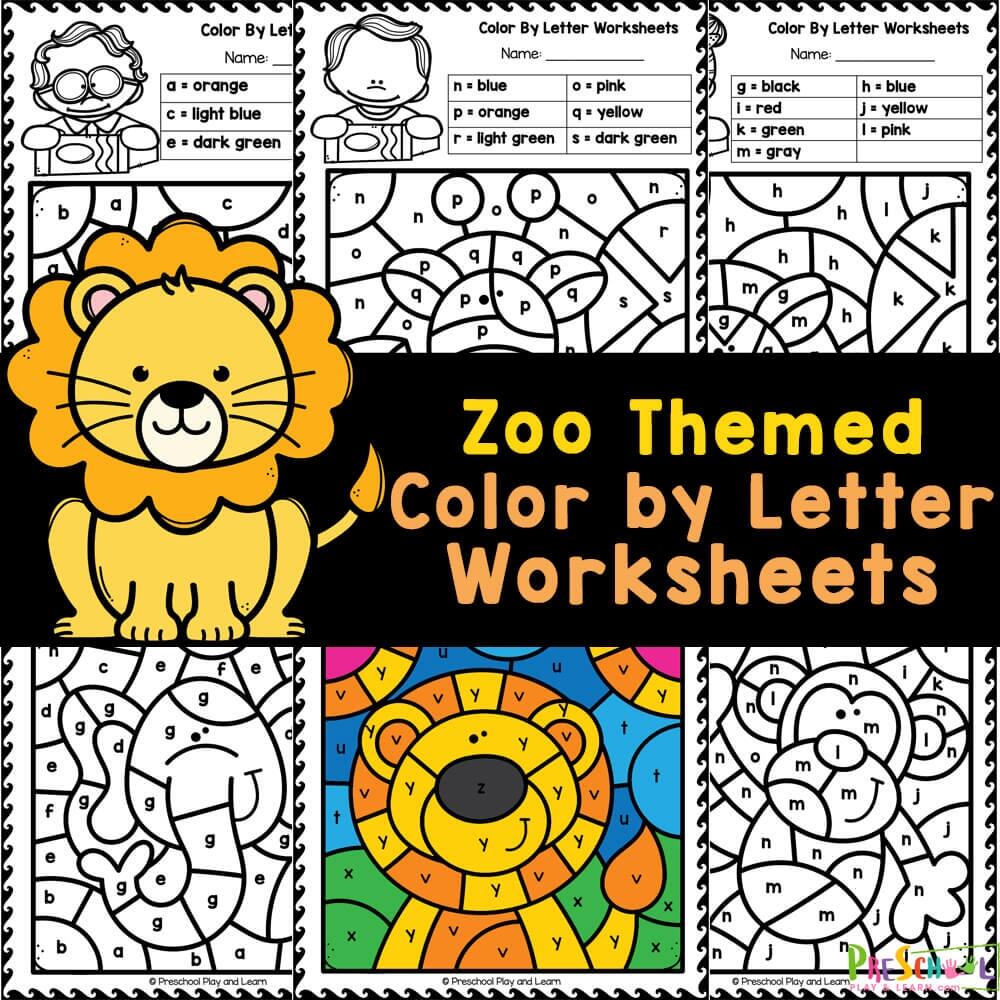 FREE Zoo Animals Color By Letter Worksheets FREE Zoo Animals Color By Letter Worksheets