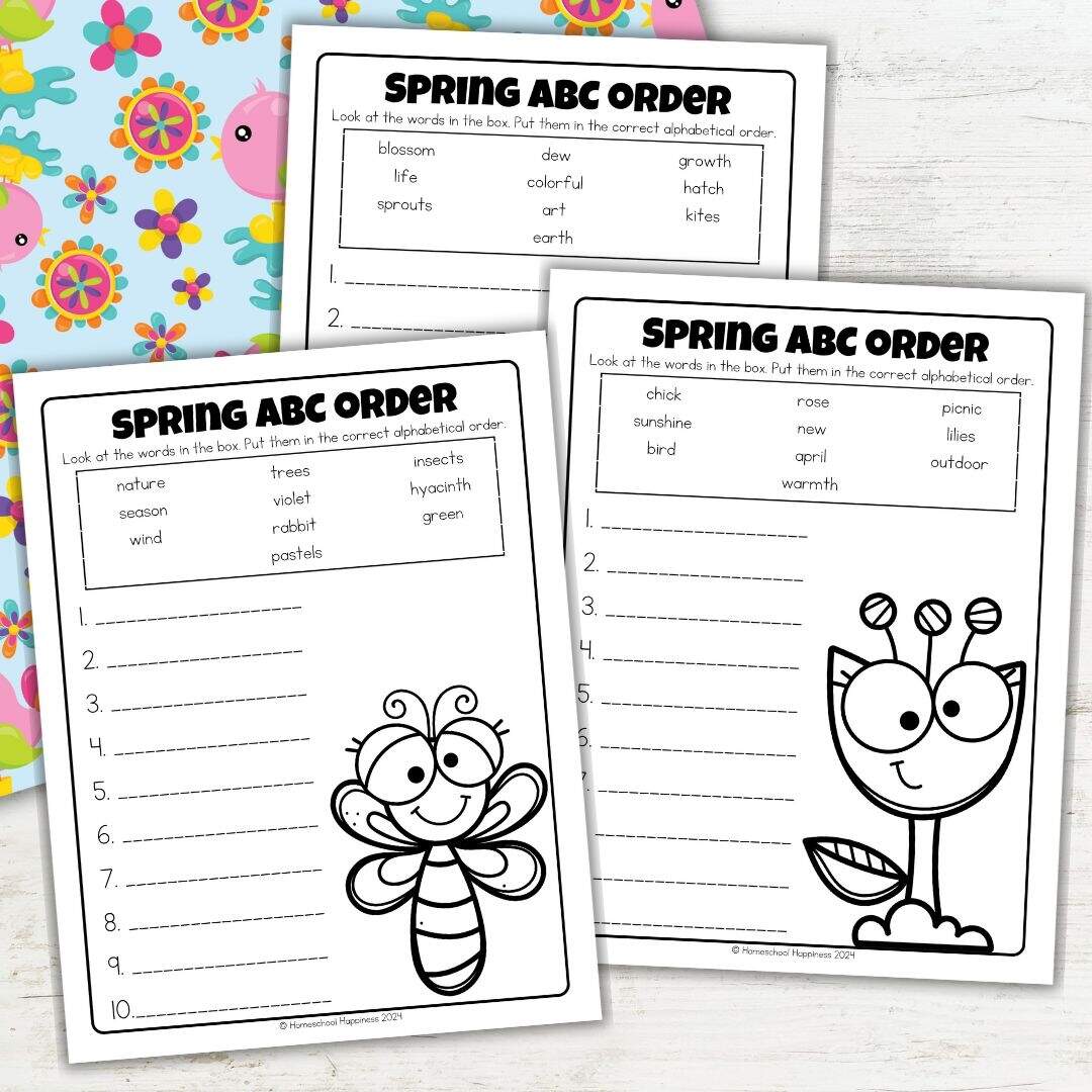 Fun Alphabetizing Worksheets For Homeschool Learners Page 3 Custom Printable Spring Worksheet Templates Canva