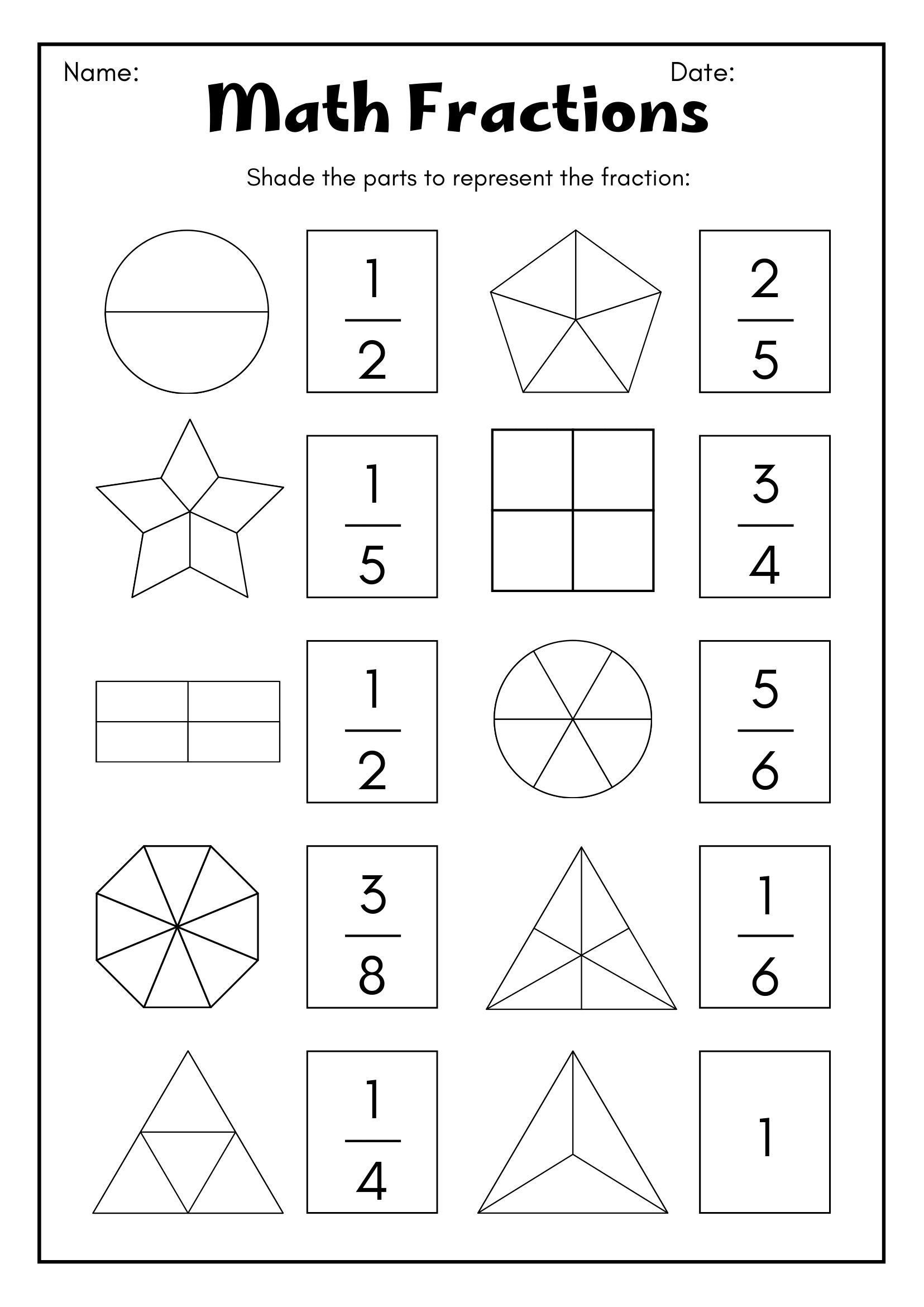 4 Free Math Worksheets Third Grade 3 Fractions And Decimals Identify Fractions Write 990d1f09