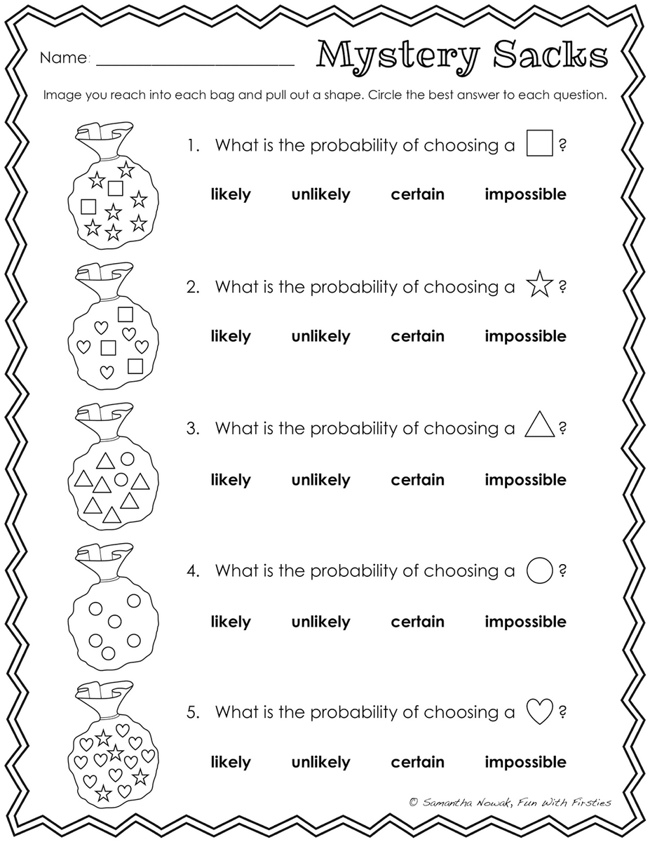 Fun With Firsties Our Probability Unit Worksheets Activities Lessons And Assessment Fun With Firsties Our Probability Unit Worksheets Activities Lessons And Assessment