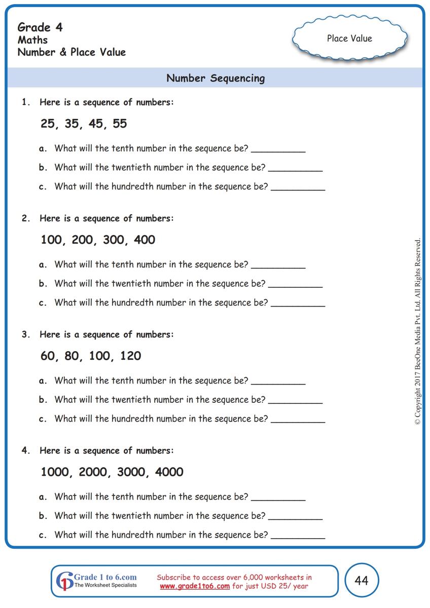 Grade 4 Number Sequences Worksheets Www Grade1to6 Worksheets Library Grade 4 Number Sequences Worksheets Www Grade1to6 Worksheets Library