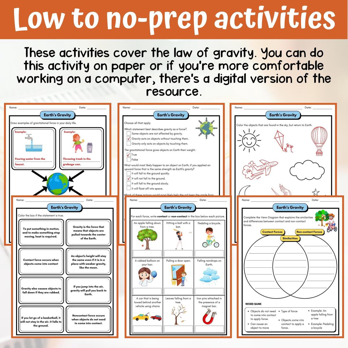 Gravity Activity Answer Key 3rd Grade Earth Space Science Classful Gravity Activity Answer Key 3rd Grade Earth Space Science Classful