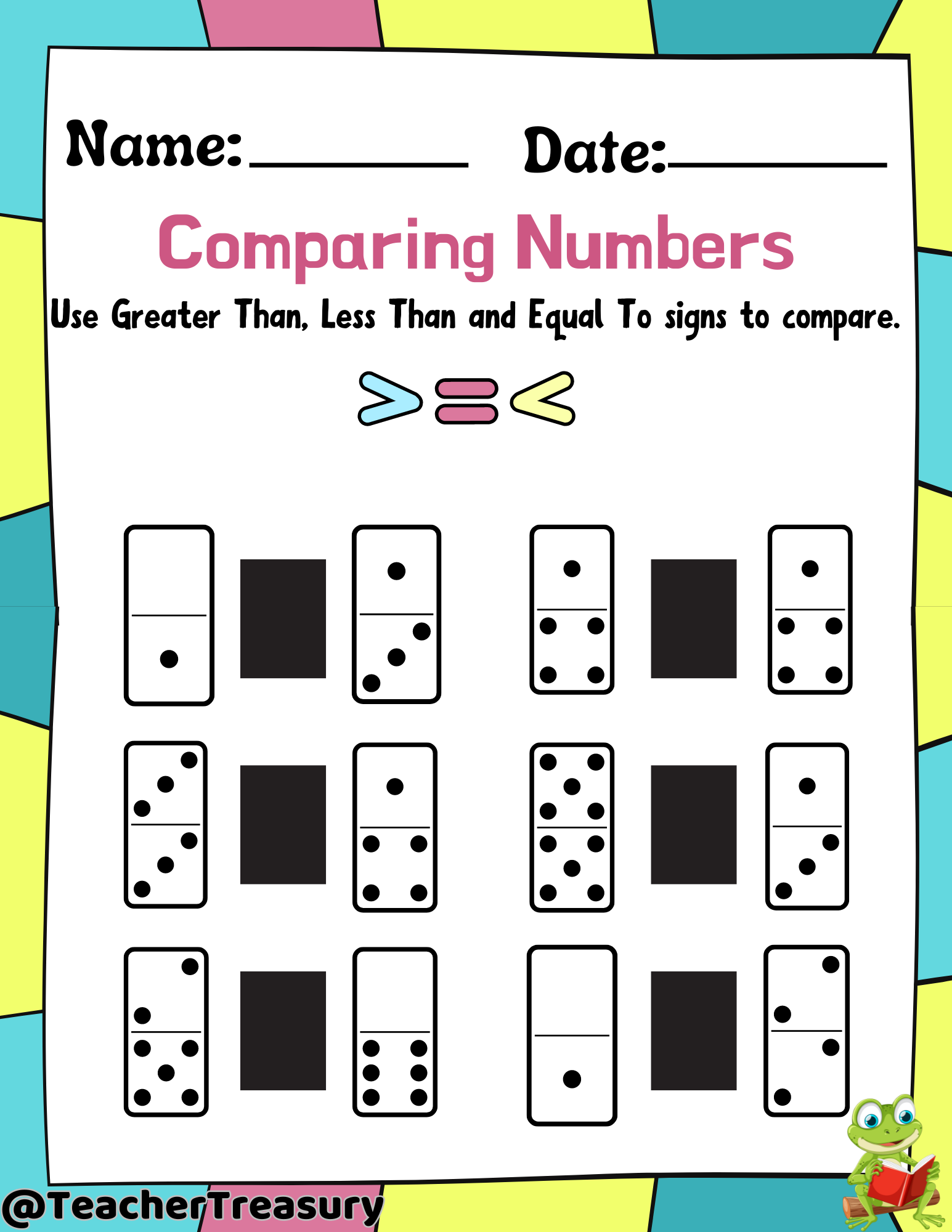 20 Printable Greater Than Less Than Equal To Worksheets Preschool 3rd Grade Math Etsy