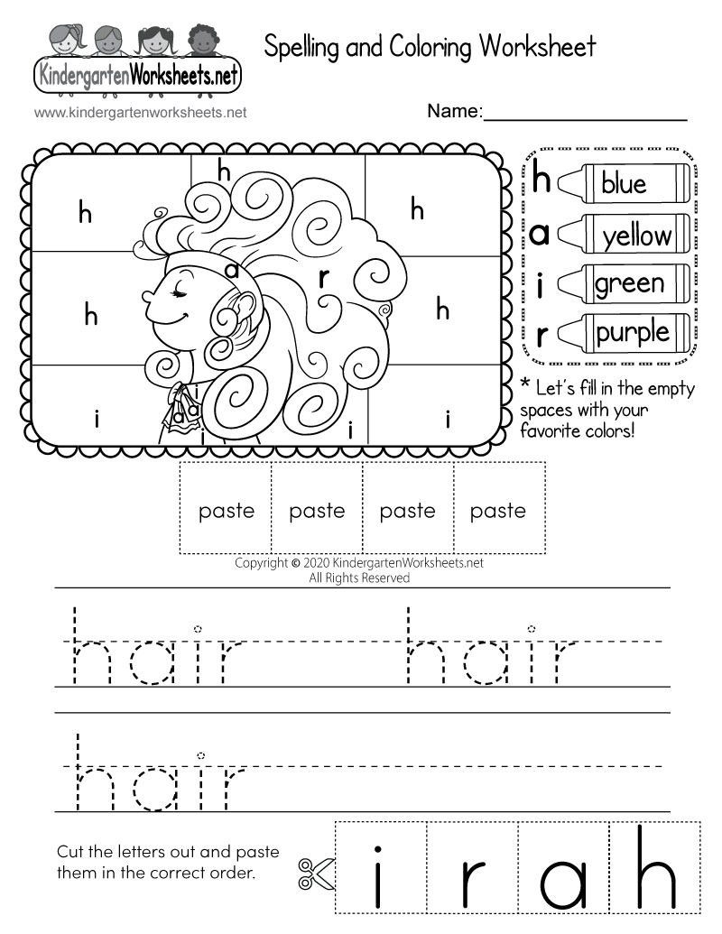 Hair Spelling And Coloring Worksheet Free Printable Digital PDF Hair Spelling And Coloring Worksheet Free Printable Digital PDF
