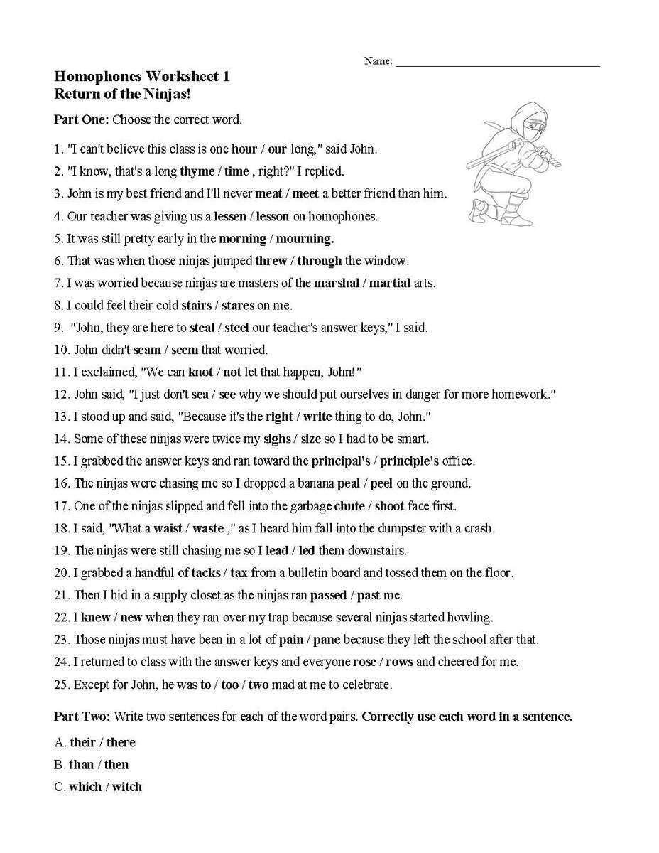 Homophones Word Choice Worksheets Language Arts Activities