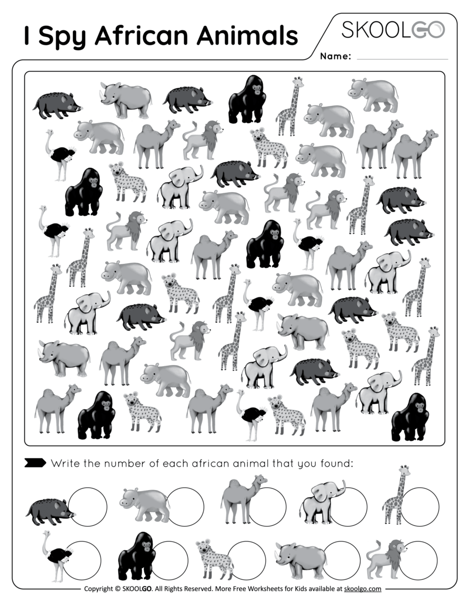 I Spy African Animals Free Worksheet SKOOLGO I Spy African Animals Free Worksheet SKOOLGO