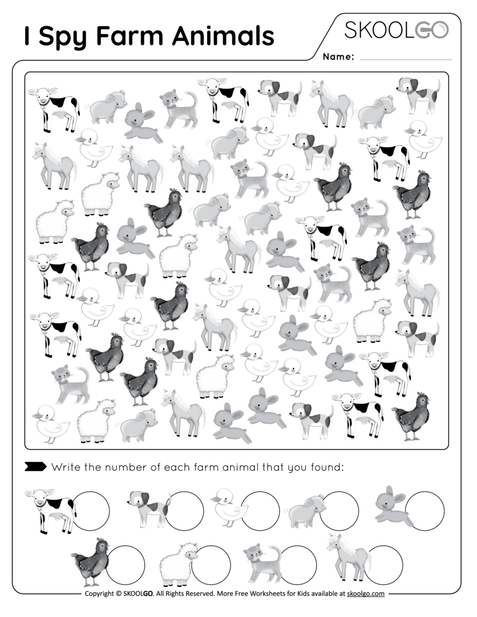 I Spy Farm Animals Free Worksheet SKOOLGO I Spy Farm Animals Free Worksheet SKOOLGO