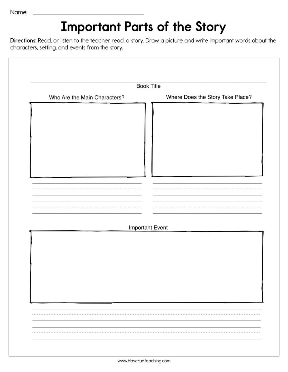 Important Parts Of The Story Worksheet Have Fun Teaching Important Parts Of The Story Worksheet Have Fun Teaching