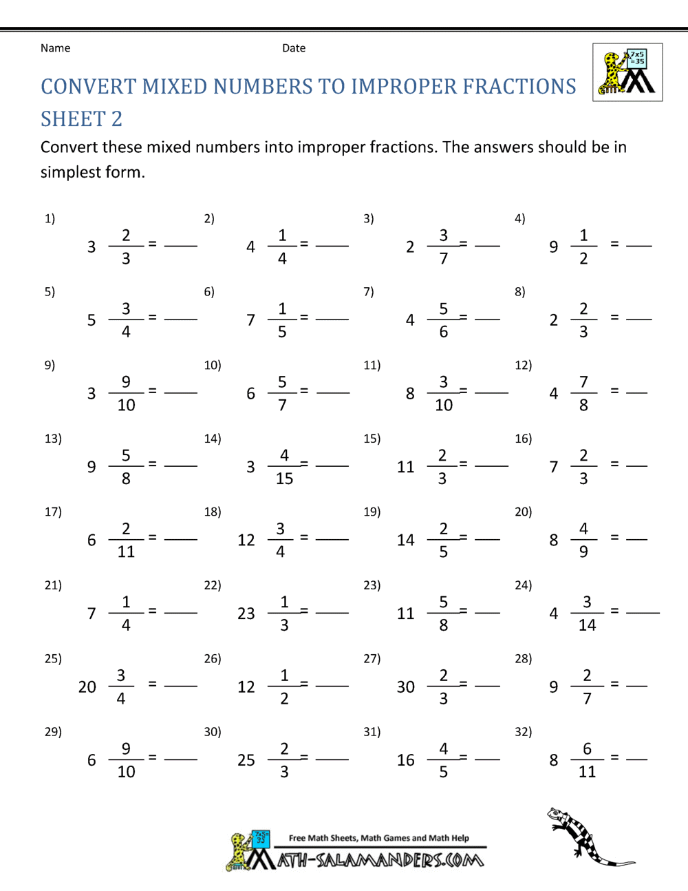 Improper Fraction Worksheets 3 Adding Mixed Numbers With Like Denominators Worksheets Improper Fraction Worksheets