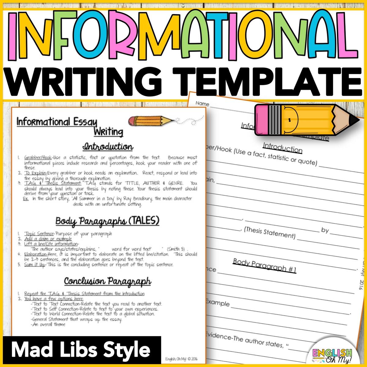 Informational Writing Templates English Oh My