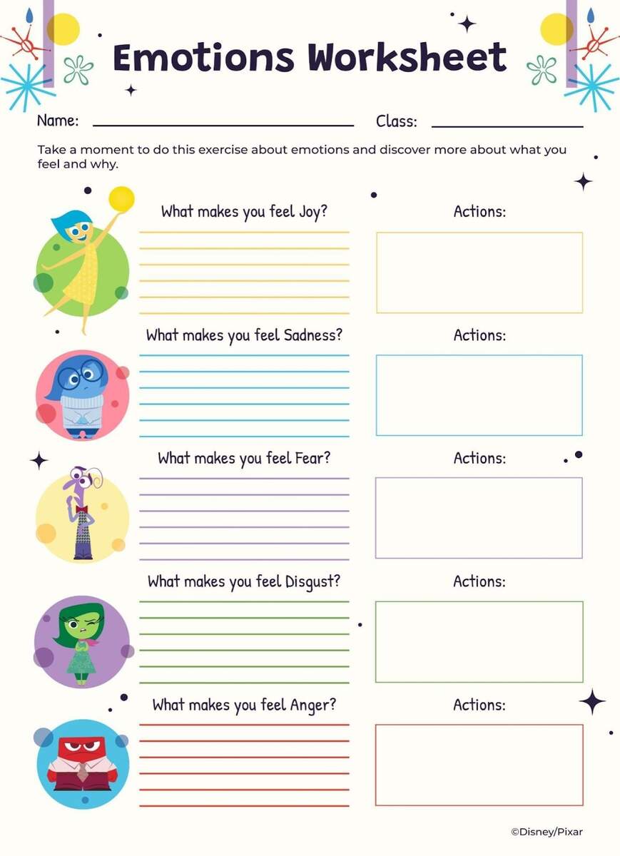 Inside Out Therapy Worksheet Presentation Inside Out 2 Feelings Worksheet Template