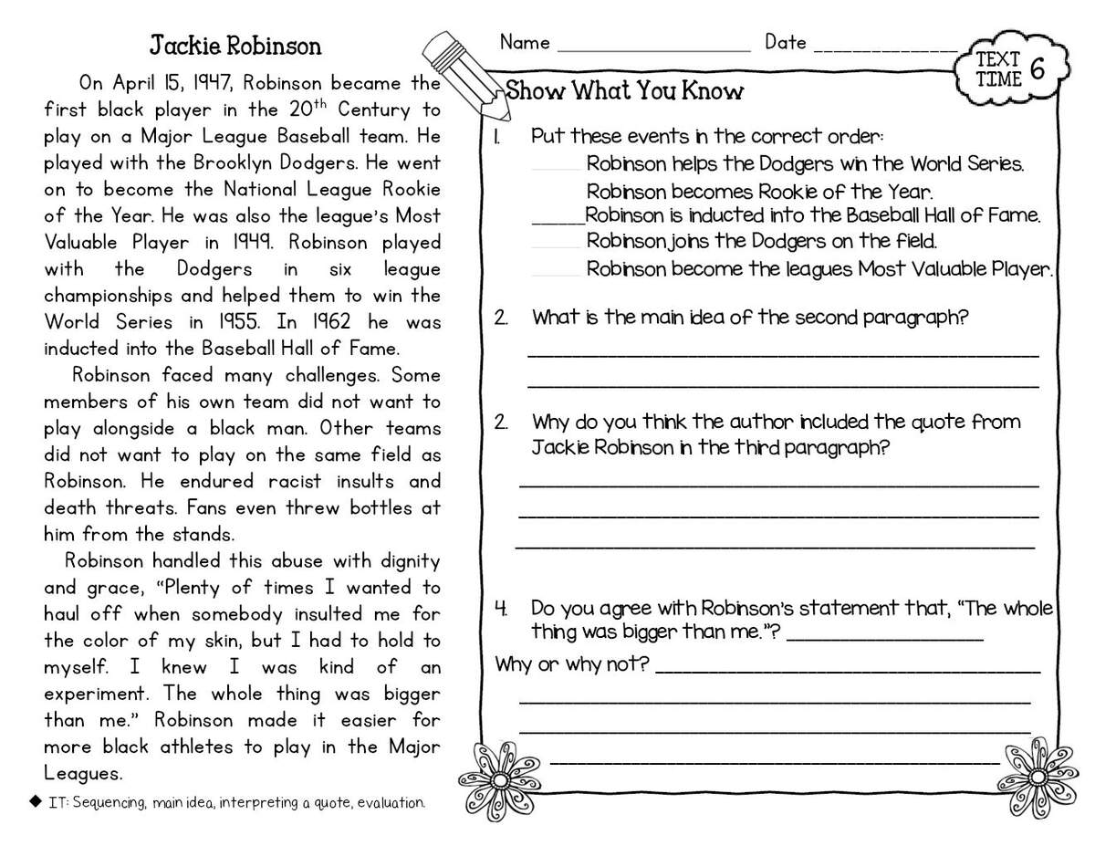 Jackie Robinson Biography Close Reading Worksheet Grades 3 5 Jackie Robinson Biography Activities Flip Book And Report Black History Month Made By Teachers