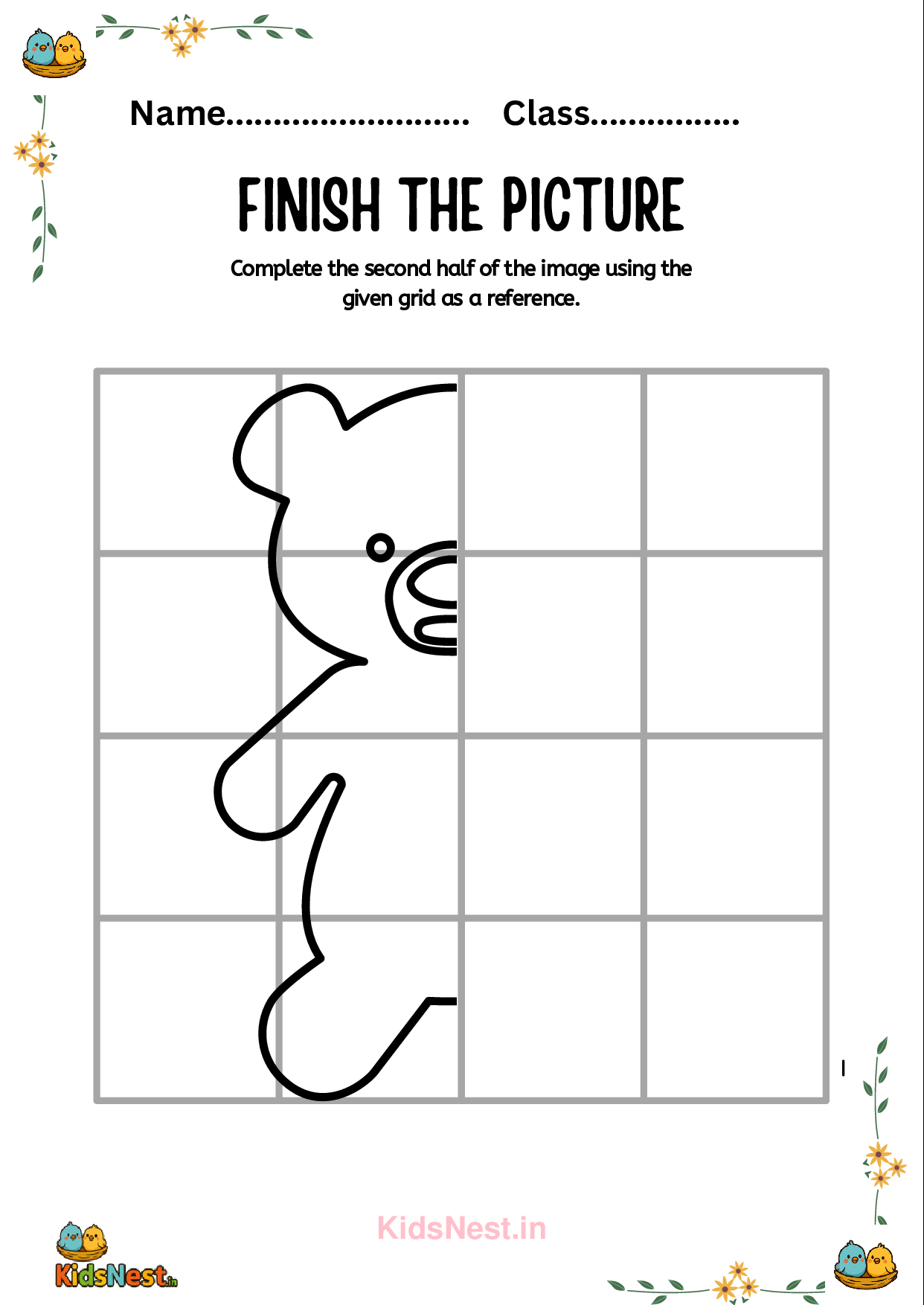 Kids Grid Drawing Challenge Printable Art Activity Worksheet Kids Grid Drawing Challenge Printable Art Activity Worksheet
