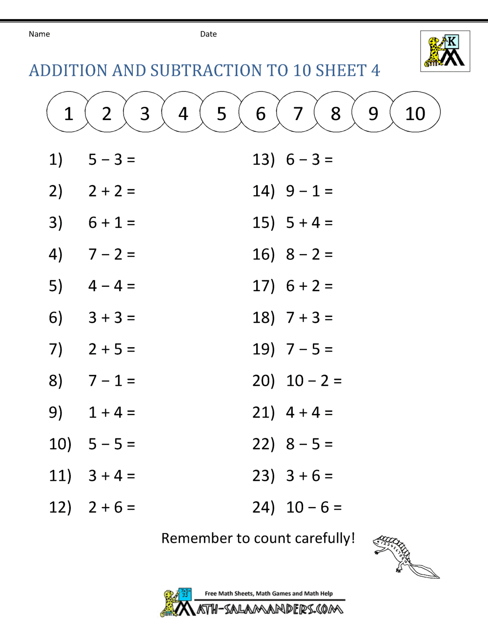 Kindergarten Addition And Subtraction Worksheets Addition And Subtraction Worksheets Superstar Worksheets
