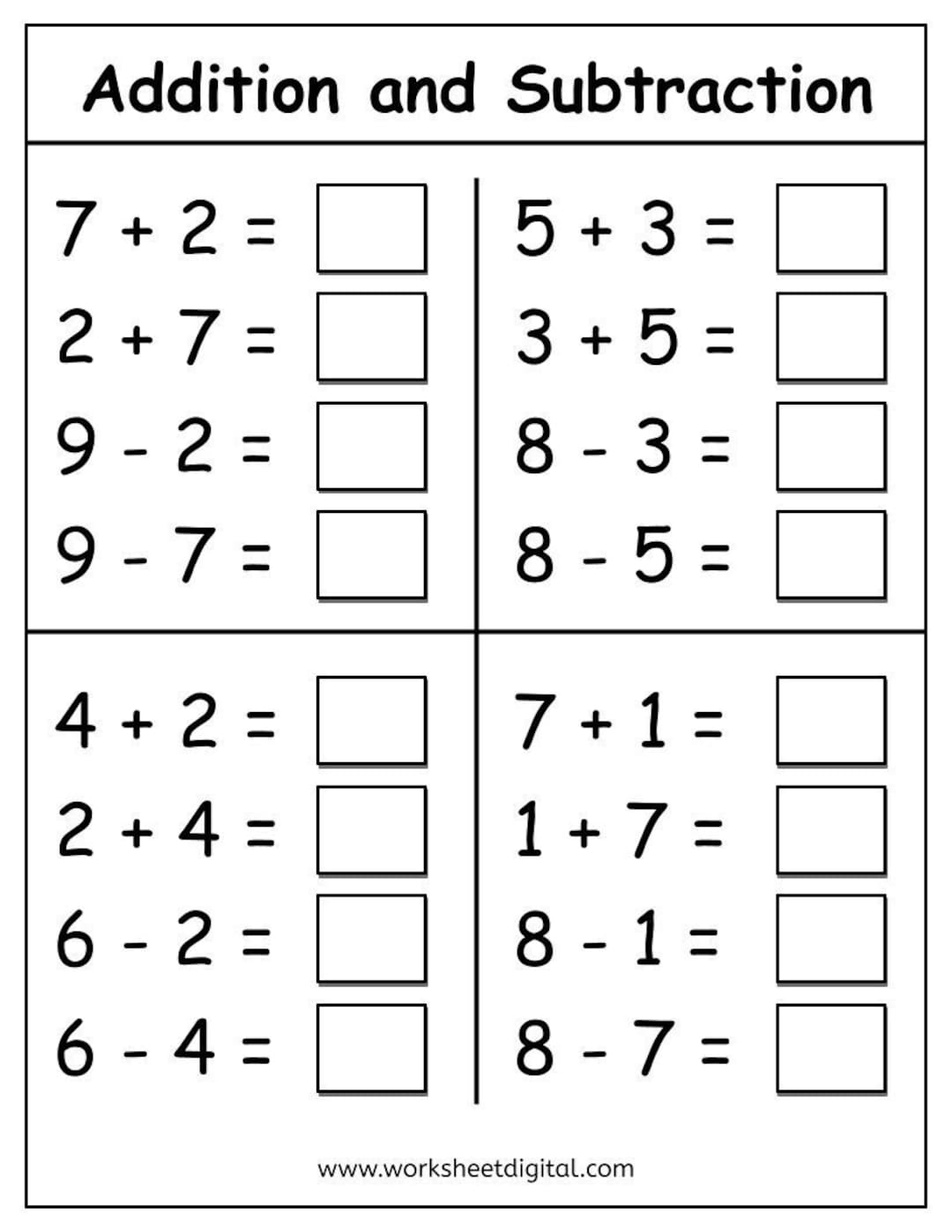 Kindergarten Addition Worksheets Number Fact Family Printable PDF Etsy