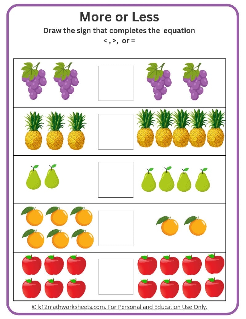 Kindergarten Comparing Numbers Worksheets Comparing Numbers Games ONLINE Worksheets