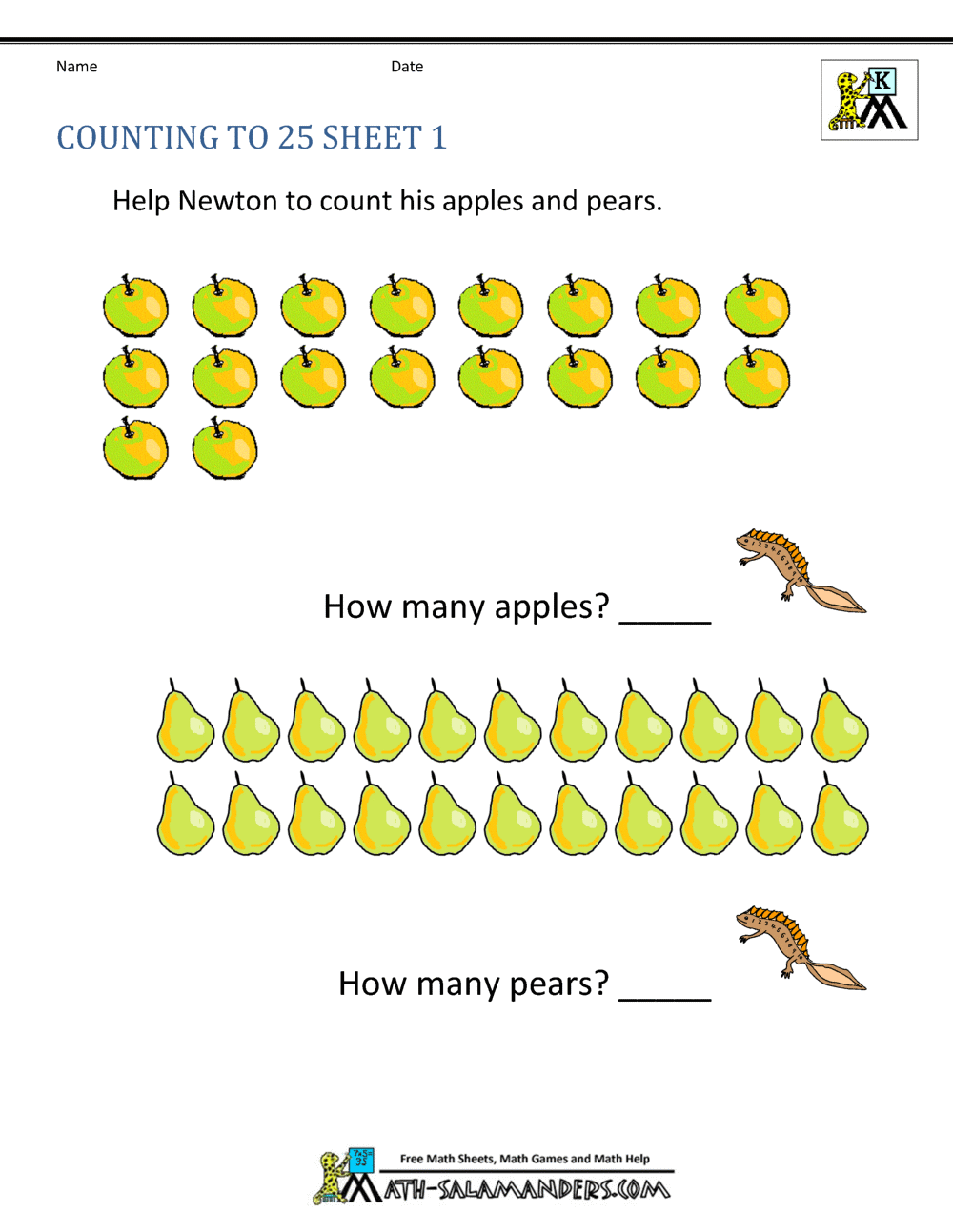 Printable Counting Worksheet Counting Up To 50