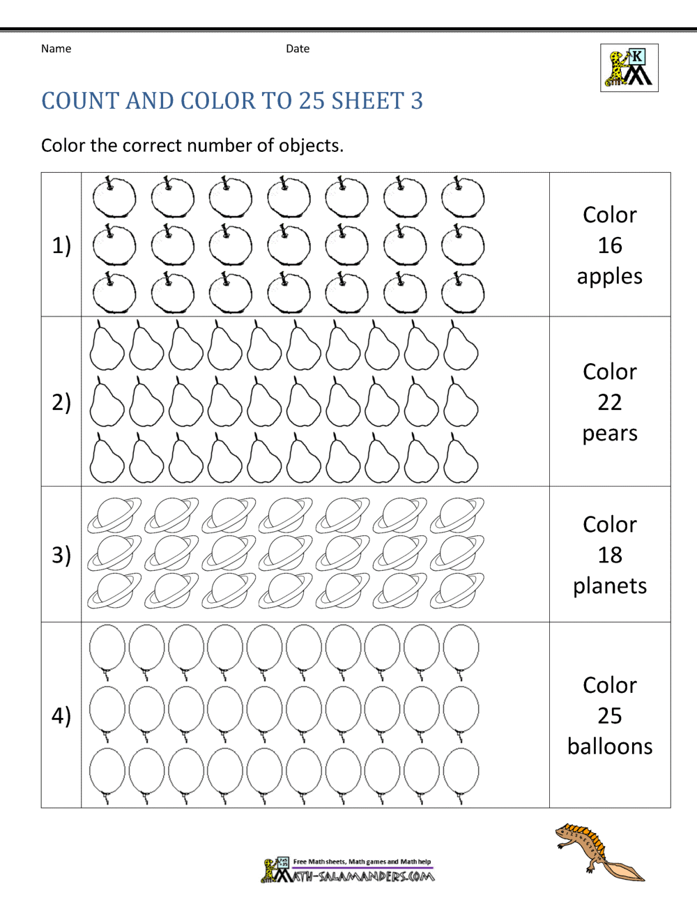 Kindergarten Counting Worksheets