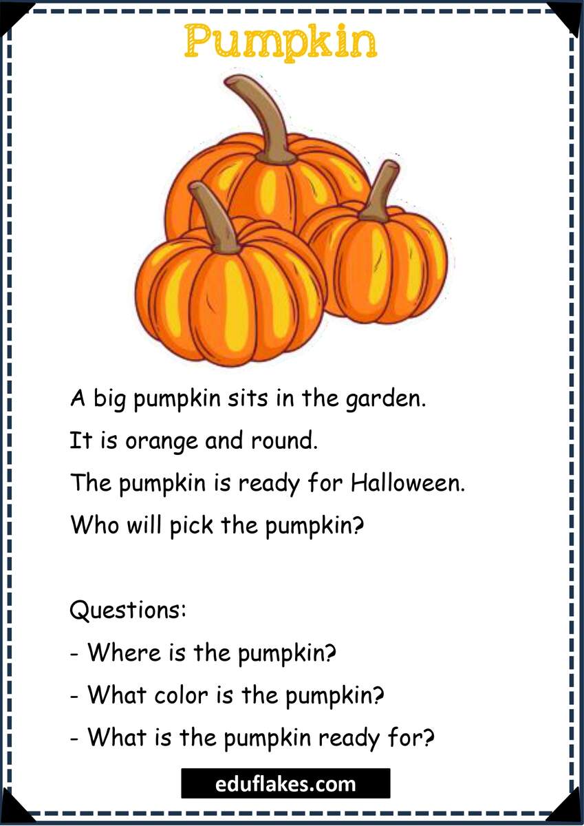 Kindergarten Fall Worksheets English Comprehensions Eduflakes