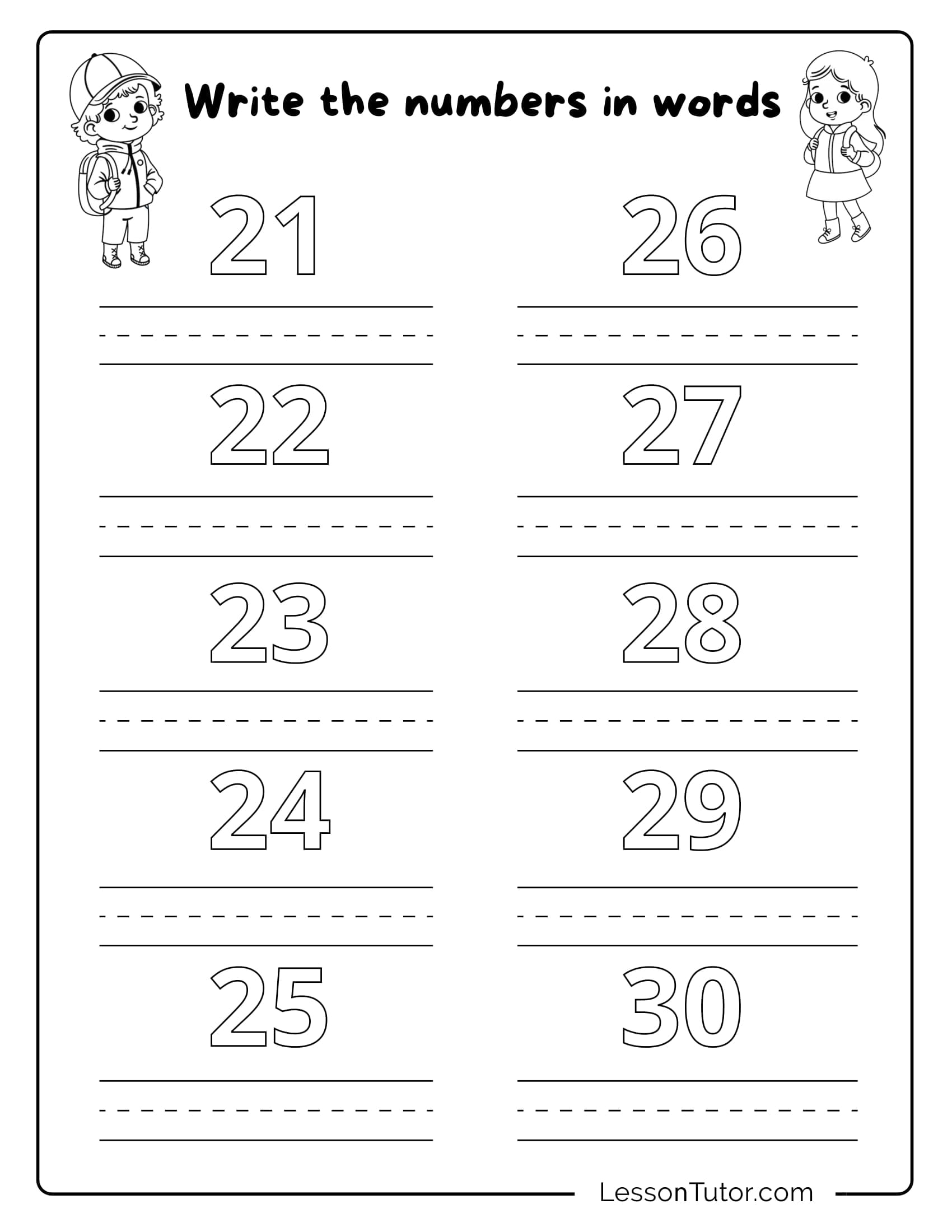 Kindergarten Numbers In Words 1 30 Worksheets Free Coloring Pages PDF Printables And Worksheets Lesson Tutor Free Preschool Printables Match With Number Worksheet 5 Worksheets Library