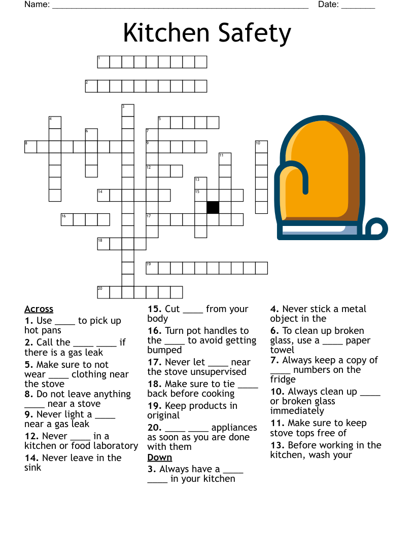 Kitchen Safety Worksheet WordMint
