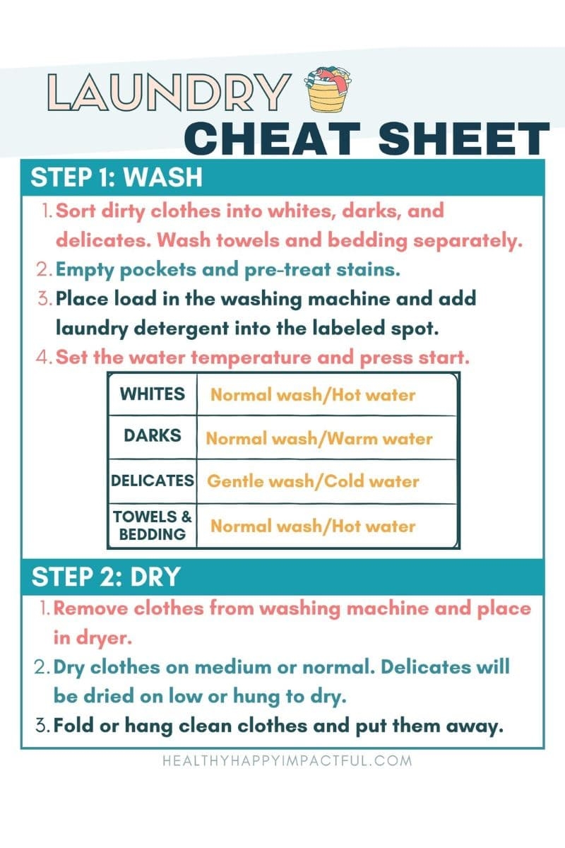 Laundry Lifesaver FREE Printable Laundry Cheat Sheet For Kids