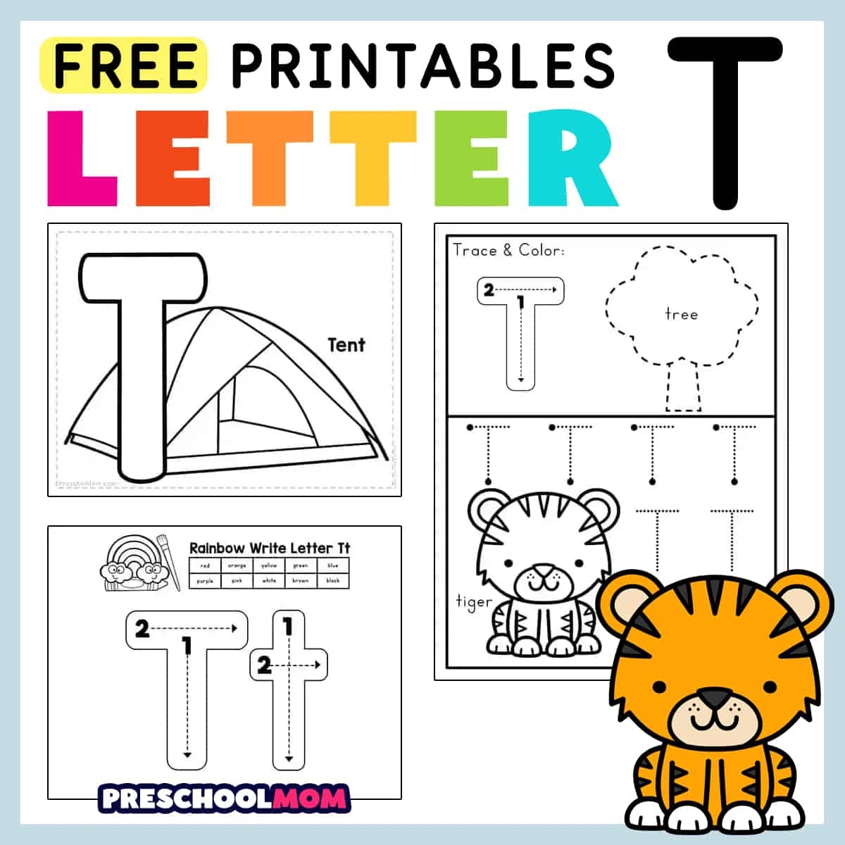 Free Letter T Alphabet Learning Worksheet For Preschool