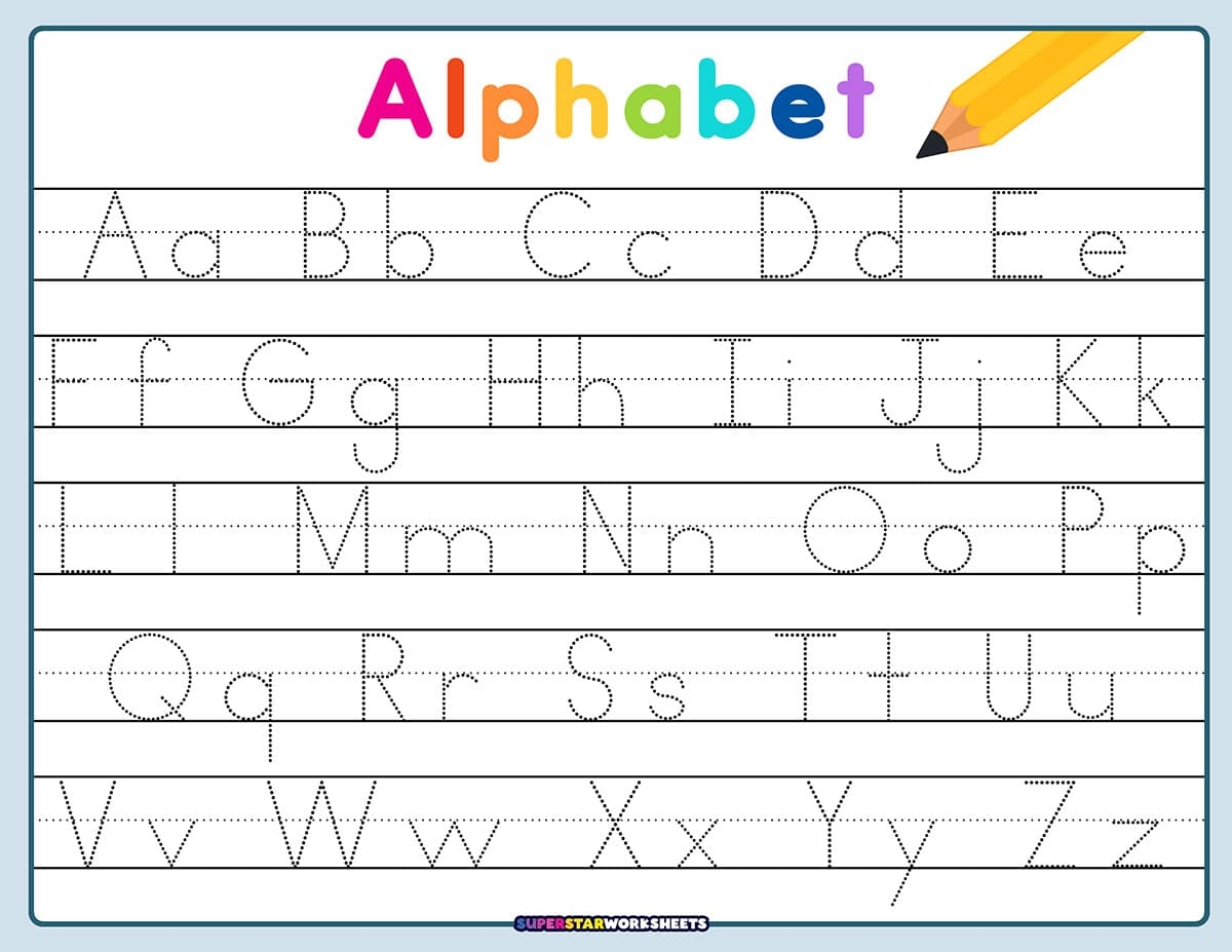 Letter Tracing Worksheets Superstar Worksheets Tracing Alphabet Letters Printable Handwriting Worksheets Free Printables Lettering SVG Files Tools Apps