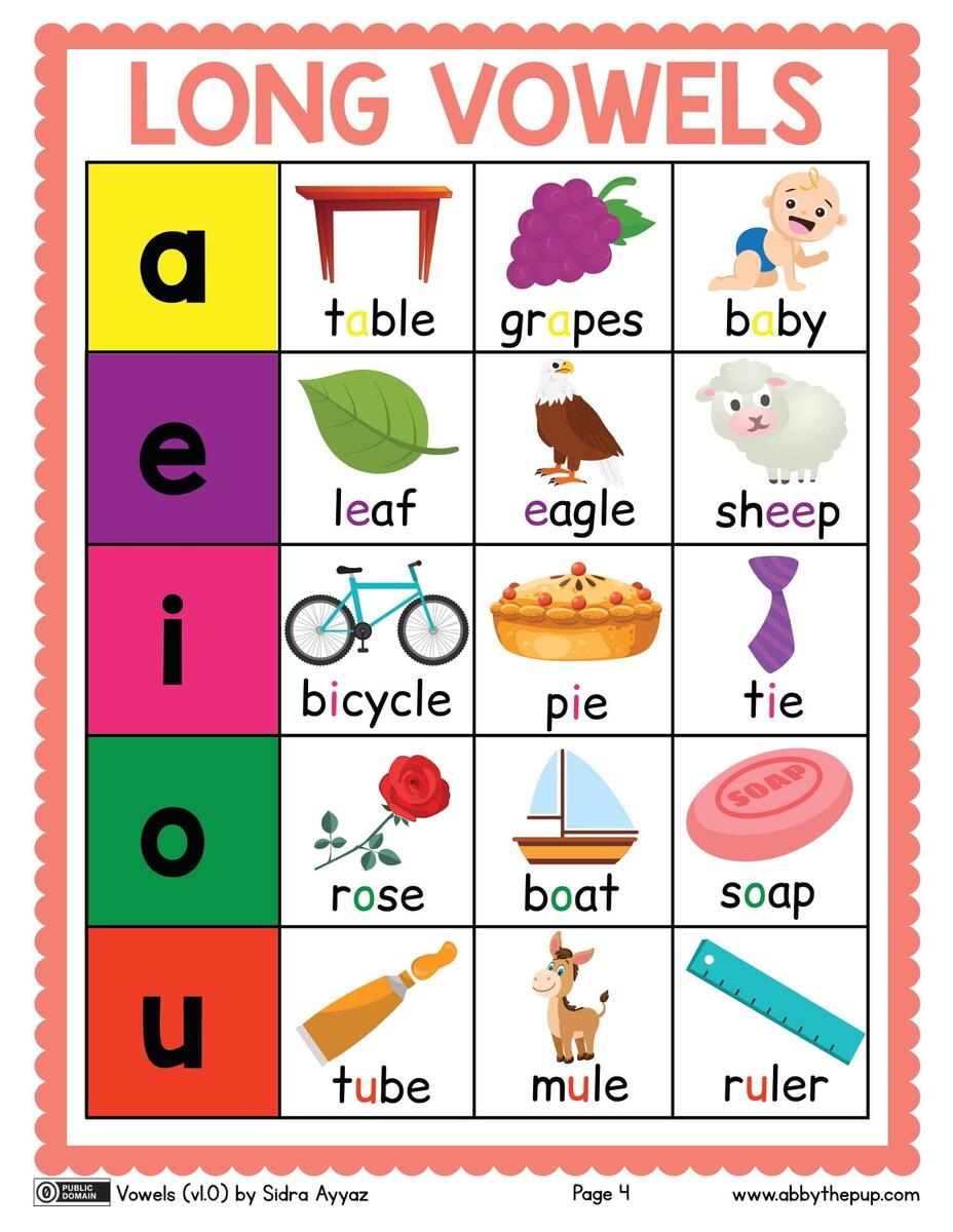 Long Vowels Cards Free Printable Worksheets