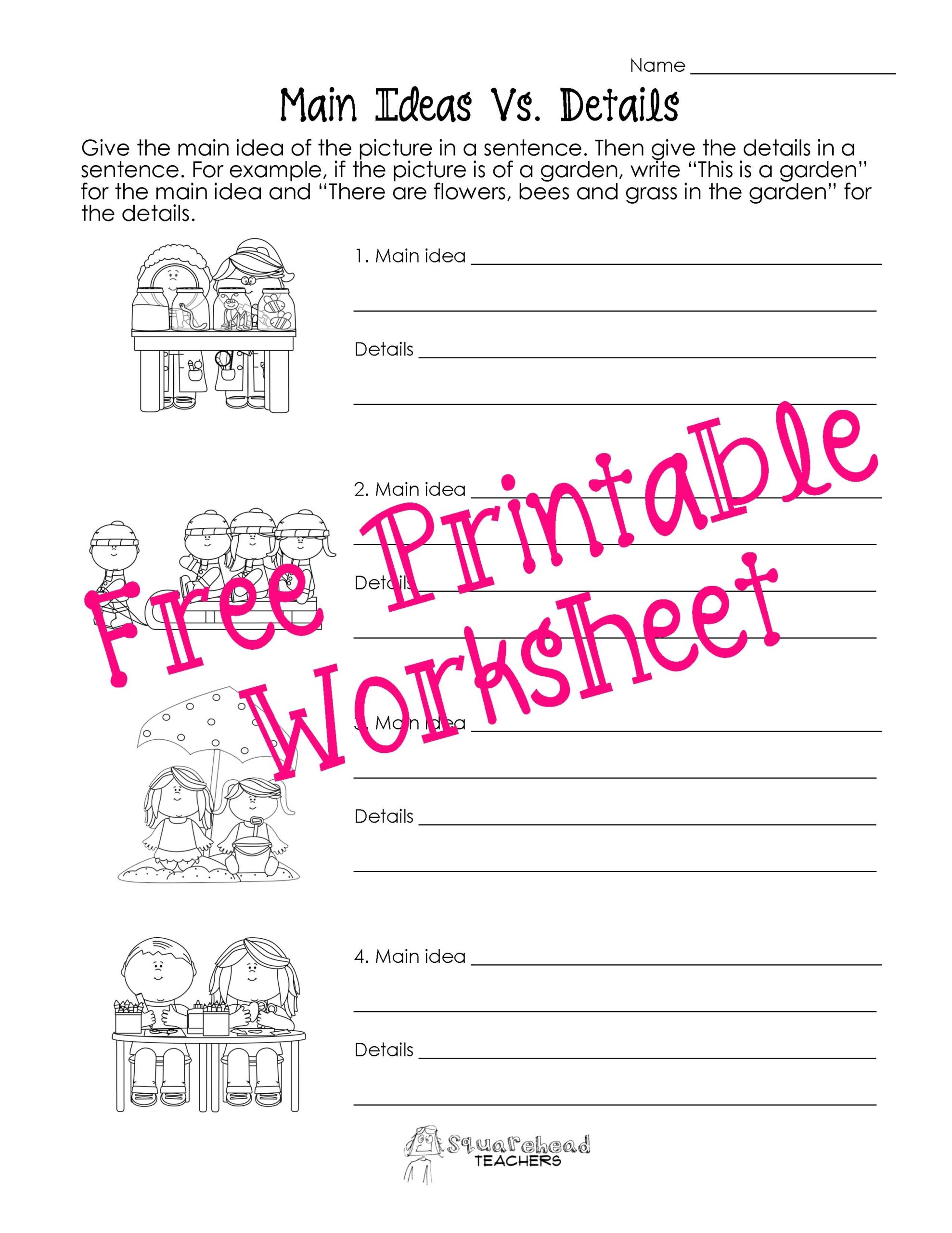 Main Idea Vs Details Worksheets Squarehead Teachers Main Idea Worksheets Ereading Worksheets