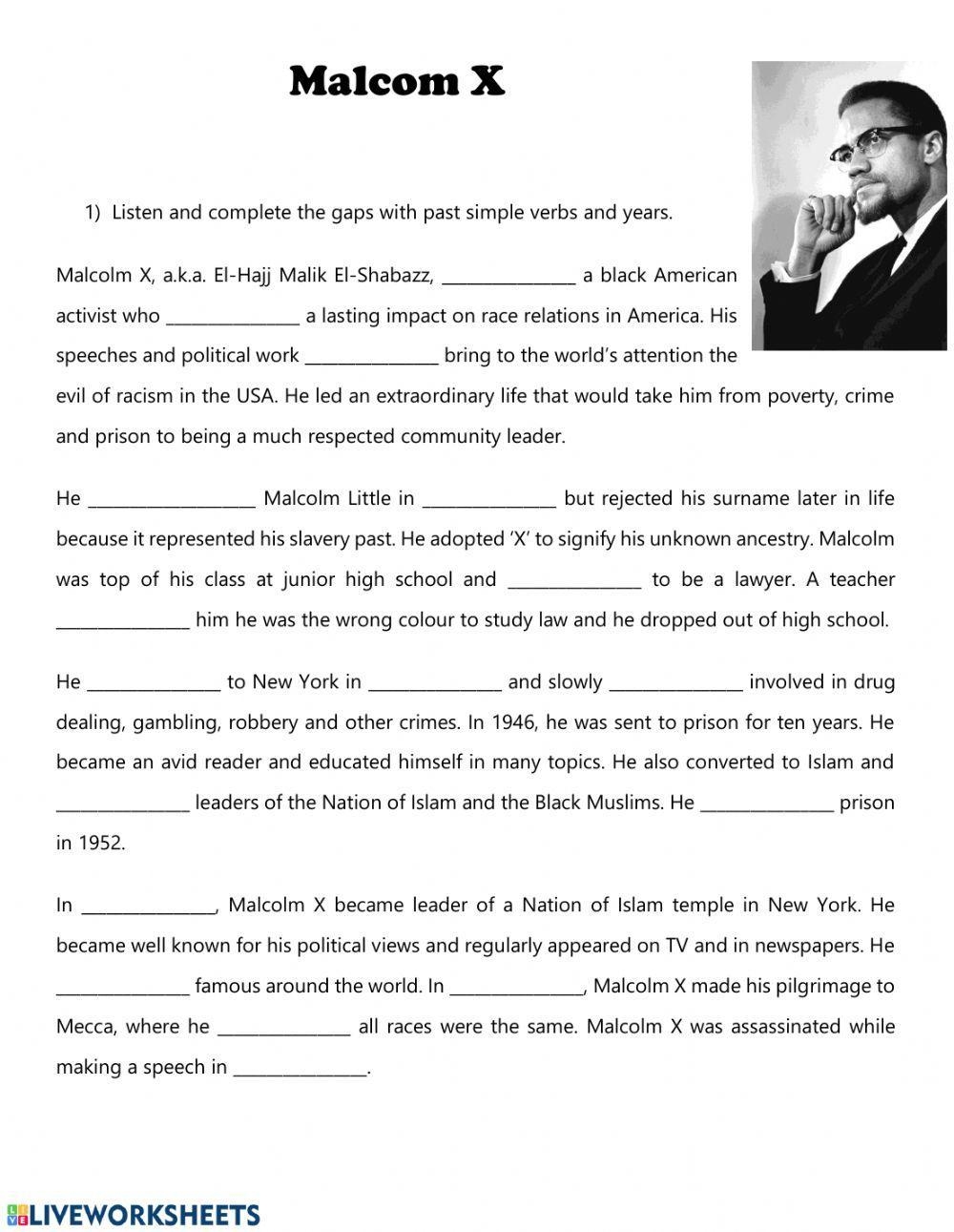 Malcom X Worksheet Worksheets Library Malcom X Worksheet Worksheets Library