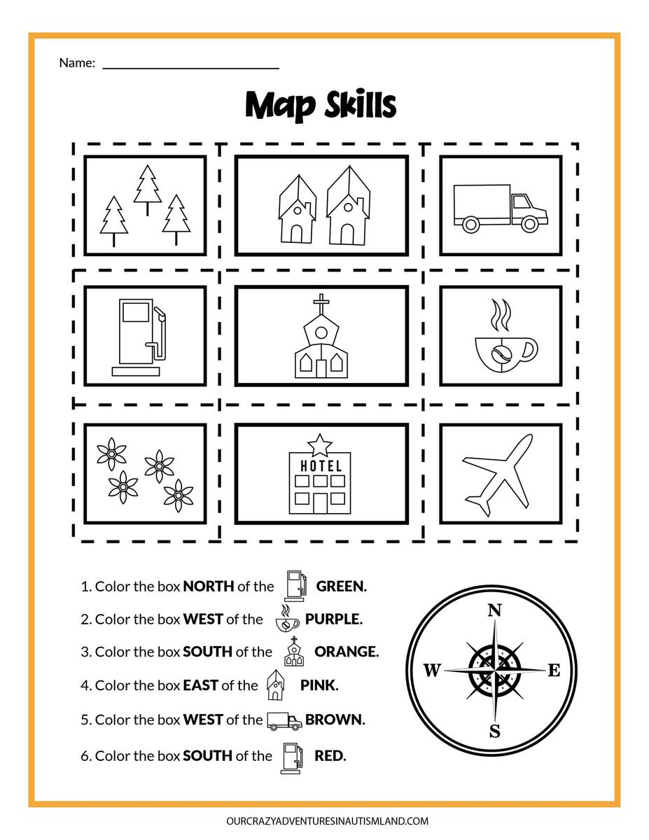 Map Skills Activity Printable Our Crazy Adventures In Autismland Map Skills Activity Printable Our Crazy Adventures In Autismland
