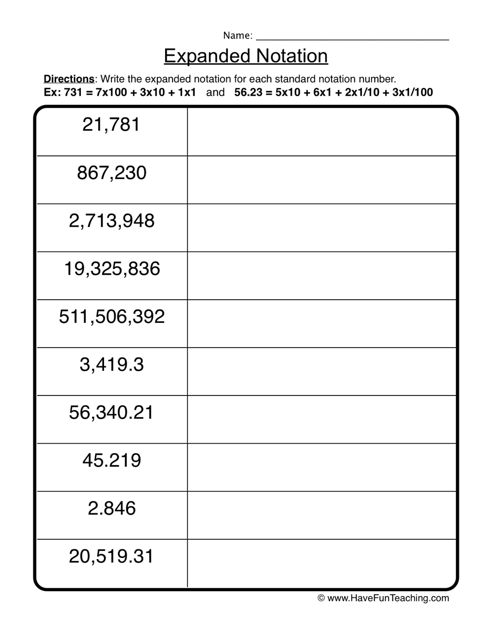 Math Expanded Form Worksheets For Grade 1 Kidpid Worksheets Library