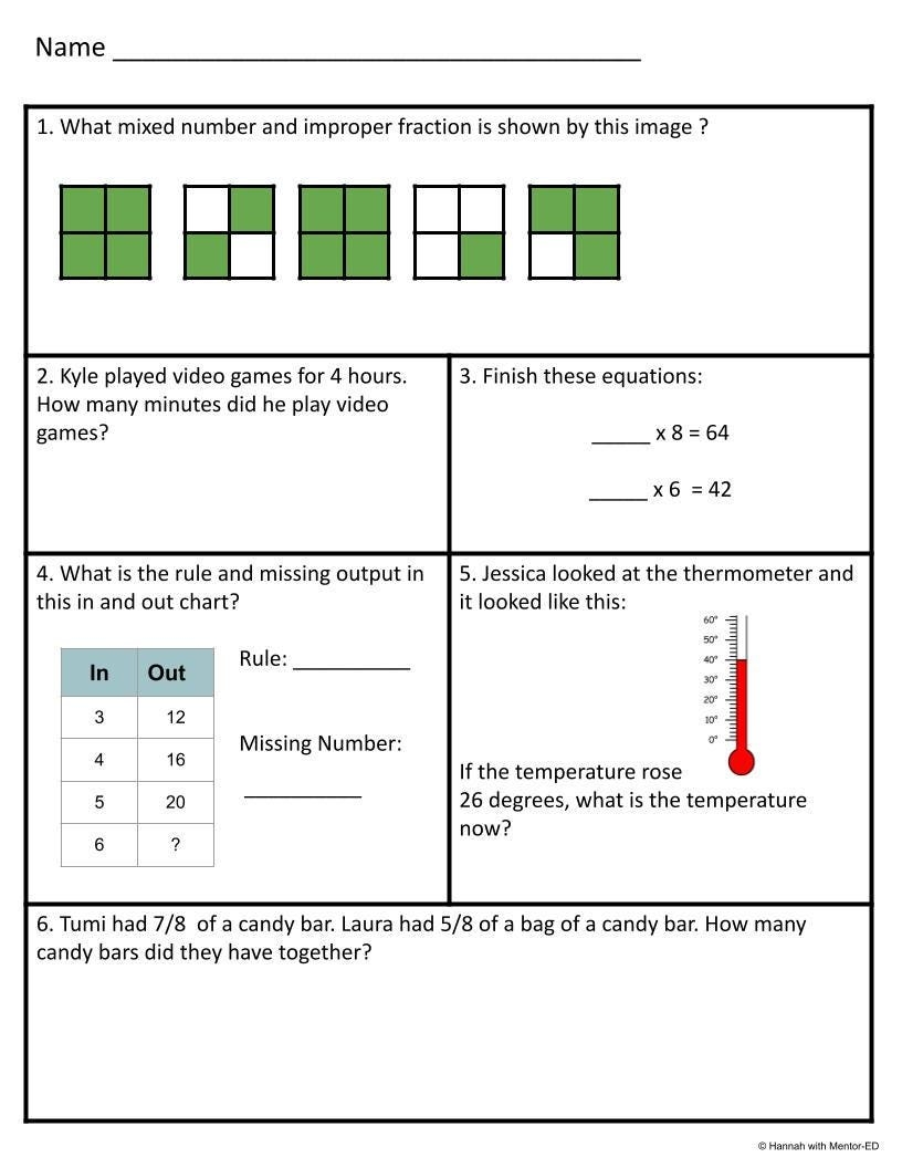 Math Practice Worksheets NWEA MAP Prep RIT Band 191 200 Test Prep Etsy