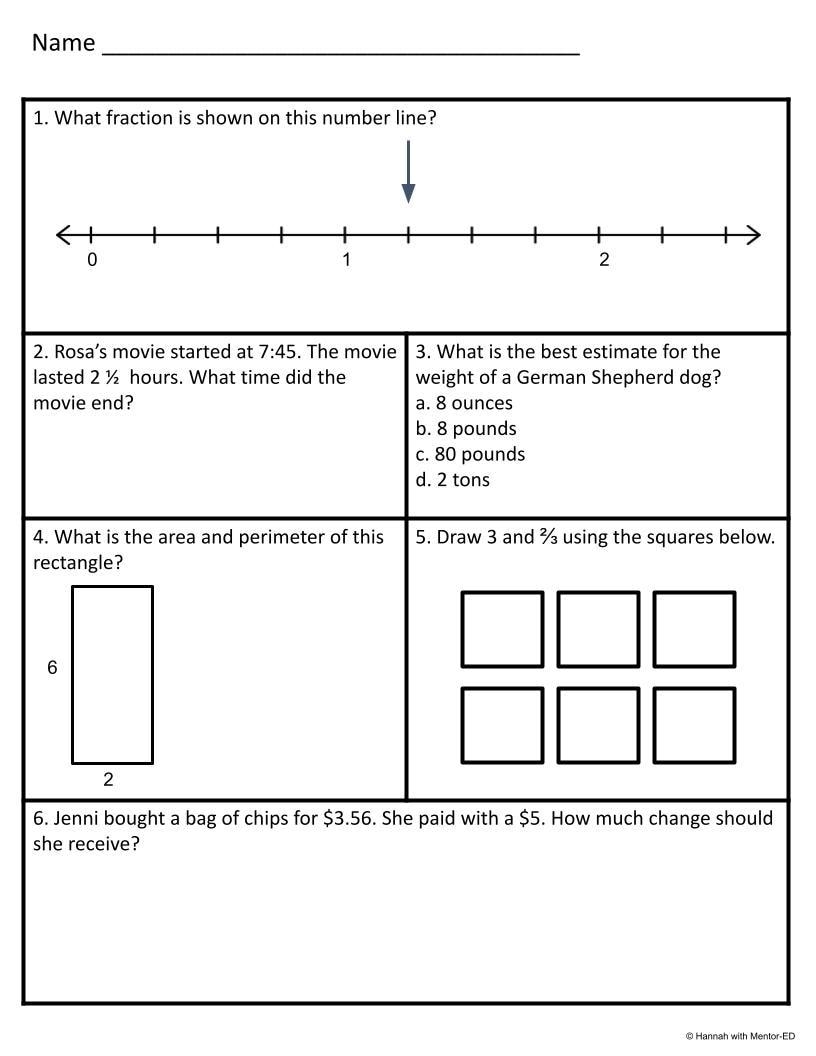Math Practice Worksheets NWEA MAP Prep RIT Band 191 200 Test Prep Etsy